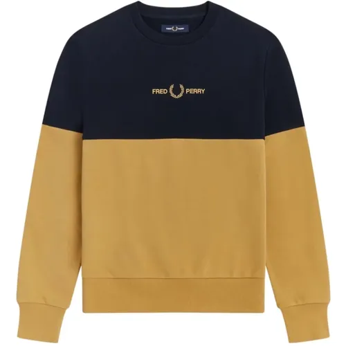 Sweatshirts, male, , Size: L Color Block Sweatshirt with Embroidered Logo - Fred Perry - Modalova