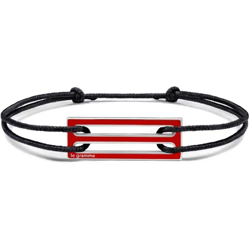 Bracelets, unisex, , Size: ONE SIZE Red Lacquered Cord Bracelet - Le Gramme - Modalova