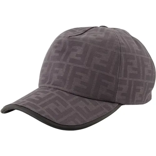 Caps, male, , Size: ONE SIZE FF Collection Canvas Printed Cap - Fendi - Modalova