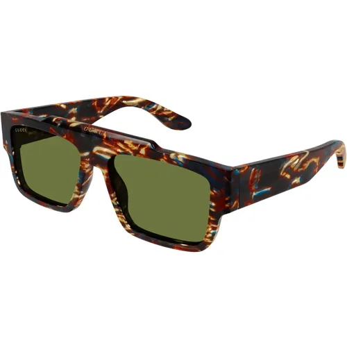 Havana/Green Sonnenbrillen , Herren, Größe: 56 MM - Gucci - Modalova