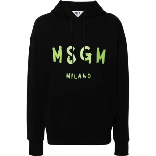 Hoodies, male, , Size: S Logo Print Hooded Sweater - Msgm - Modalova