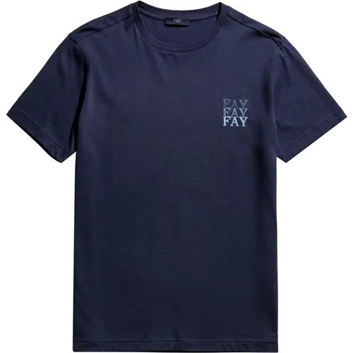 Cotton T-Shirt with Logo , male, Sizes: 2XL - Fay - Modalova