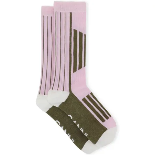 Running Socks, male, , Size: XS Sporty Cotton Socks in Light Lilac - Ganni - Modalova