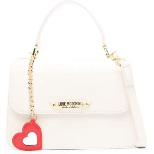 Ivory White Faux Leather Shoulder Bag , female, Sizes: ONE SIZE - Love Moschino - Modalova