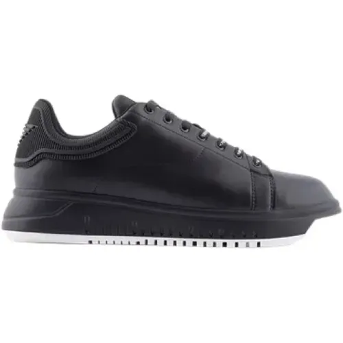 Leather Lace-Up Sneakers , male, Sizes: 7 UK, 6 UK, 5 UK - Emporio Armani - Modalova