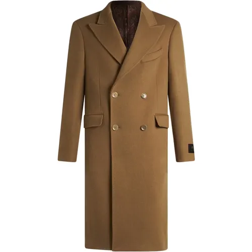 Camel Cashmere Tailored Coat Aw24 , male, Sizes: L, M - ETRO - Modalova