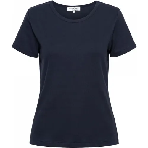 Ripp Basic T-Shirt mit kurzen Ärmeln , Damen, Größe: L - &Co Woman - Modalova