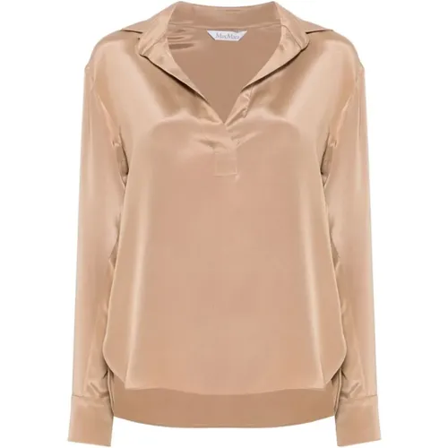 Blouses, female, , Size: S Polo Collar Shirt with Long Sleeves - Max Mara - Modalova