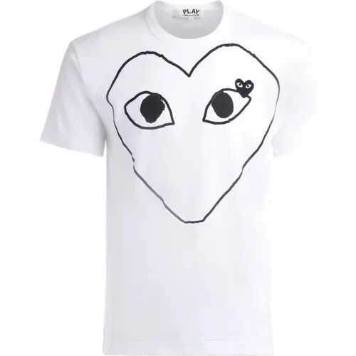 Cotton Heart Front T-Shirt , male, Sizes: M, S, XL, 2XL, L - Comme des Garçons Play - Modalova