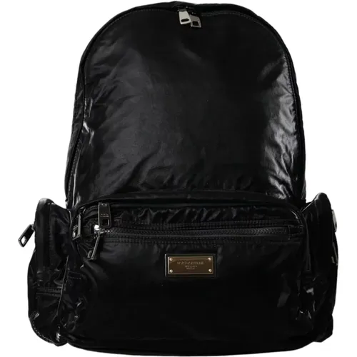 Backpacks, unisex, , Size: ONE SIZE Patent Leather Logo Backpack - Dolce & Gabbana - Modalova