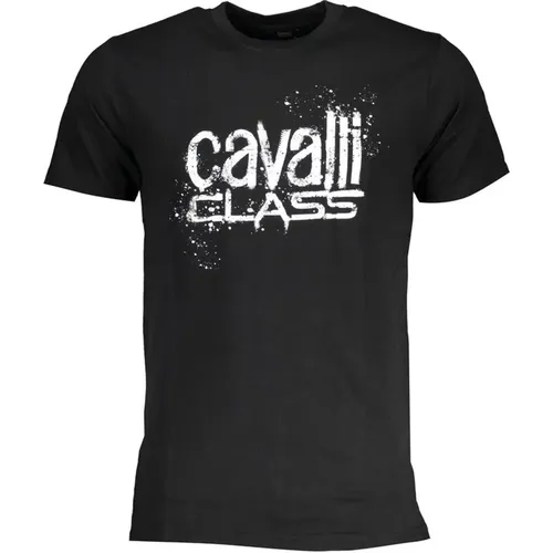 Schwarzes Bedrucktes Logo T-Shirt , Herren, Größe: M - Cavalli Class - Modalova