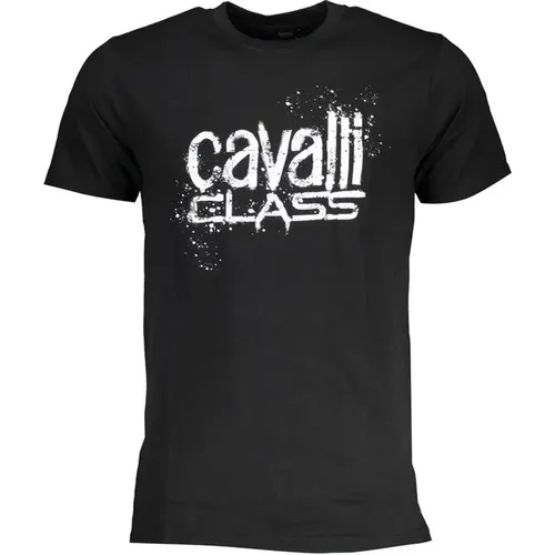 Schwarzes Bedrucktes Logo T-Shirt , Herren, Größe: XL - Cavalli Class - Modalova