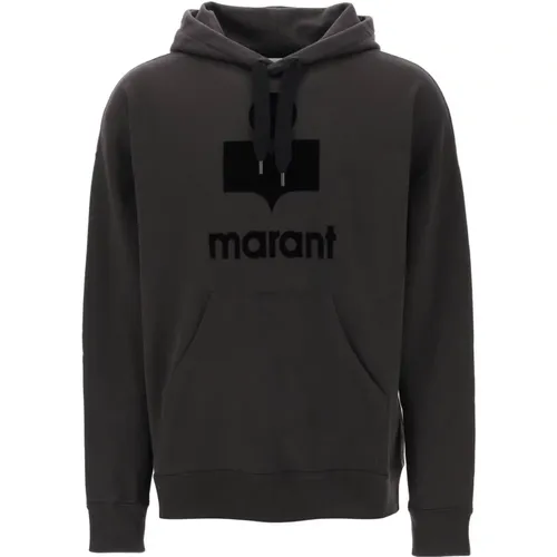 Oversized Miley Hoodie with Flocked Logo , male, Sizes: M - Isabel marant - Modalova