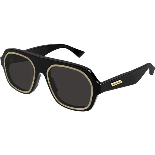Schwarze/Graue Sonnenbrille , Herren, Größe: 53 MM - Bottega Veneta - Modalova