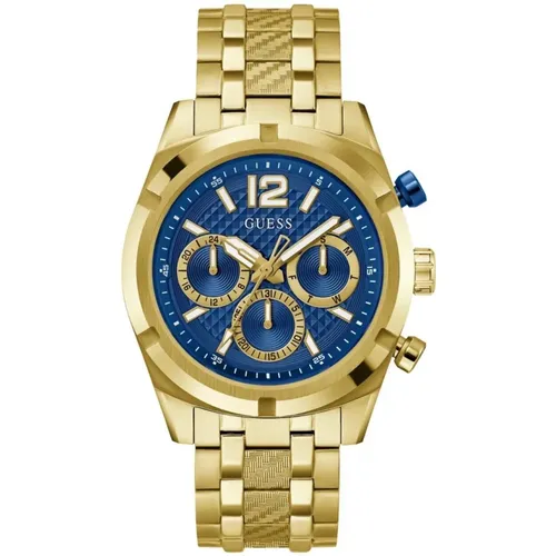 Watches, male, , Size: ONE SIZE Resistance Multifunction Watch Gold Blue - Guess - Modalova