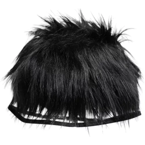 Beanies, female, , Size: 57 CM Luxurious Faux Fur Bucket Hat with Logo - Dolce & Gabbana - Modalova
