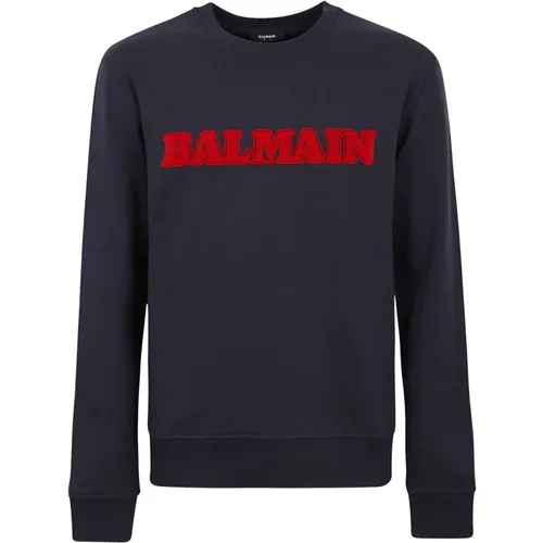 Sweatshirts, male, , Size: XS Retro Flock Sweatshirt - Balmain - Modalova