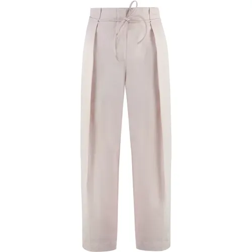 Wide Trousers, female, , Size: XS Belted Cotton Cropped Pants - Yves Salomon - Modalova