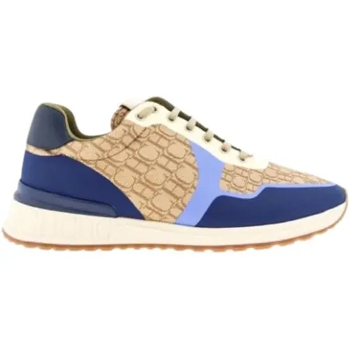 Sneakers, male, , Size: 10 US Canvas Beige and Navy Blue Sneakers - Carolina Herrera - Modalova