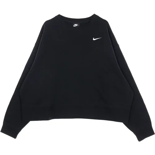 Schwarz/Weiß Sports Crew Sweatshirt , Damen, Größe: L - Nike - Modalova