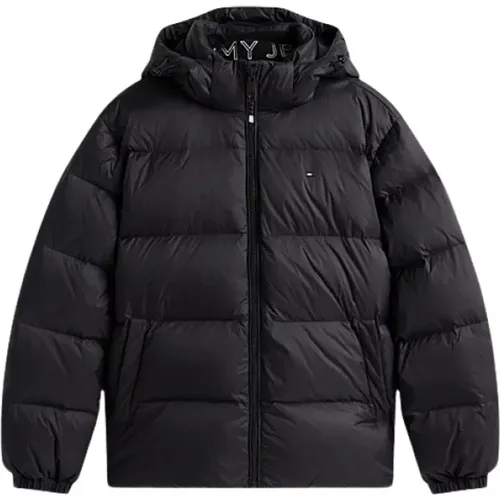 Down Jackets, male, , Size: M Water Repellent Down Hooded Jacket - Tommy Jeans - Modalova
