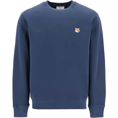 Fox Head Patch Crewneck Sweatshirt , Herren, Größe: XL - Maison Kitsuné - Modalova