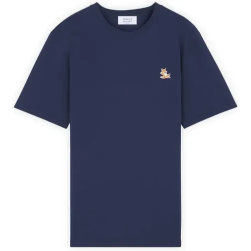 Logo Front T-shirt , male, Sizes: L, XL, S, M - Maison Kitsuné - Modalova