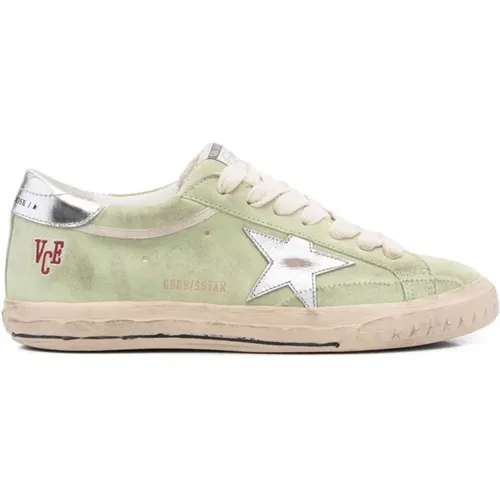 Sneakers, male, , Size: 6 US Green Lace-Up Sneakers with Star Patch - Golden Goose - Modalova