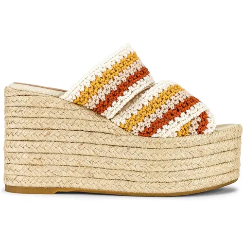 Wedges, female, , Size: 9 US Wedge Espadrilles Sandals Multicolor Logo Heel - Castañer - Modalova