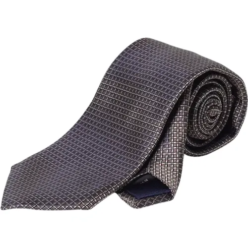 Ties, male, , Size: ONE SIZE Blue Geometric Pattern Necktie - Michael Kors - Modalova