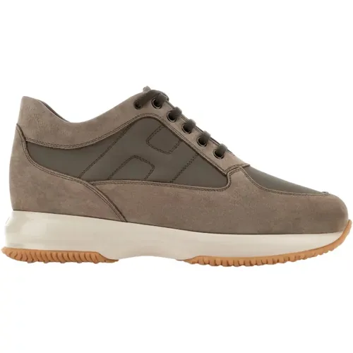 Braune Nubuck Sneakers mit technischen Stoffeinsätzen , Herren, Größe: 41 EU - Hogan - Modalova