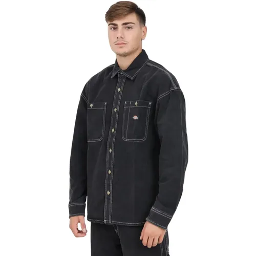 Schwarzes Denim Langarmhemd , Herren, Größe: M - Dickies - Modalova