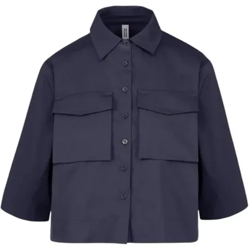 Shirts, female, , Size: L Cotton Stretch Shirt with Patch Pockets - BomBoogie - Modalova