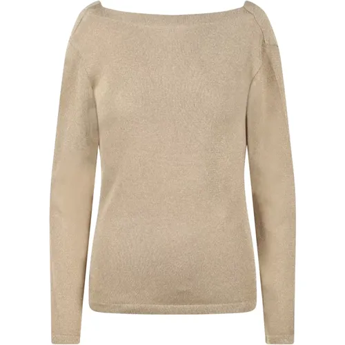 Gold Lamé Sweater with Draped Back , female, Sizes: S, M - alberta ferretti - Modalova