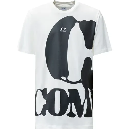 White Cotton T-shirt with Ribbed Crew Neck , male, Sizes: XL - C.P. Company - Modalova
