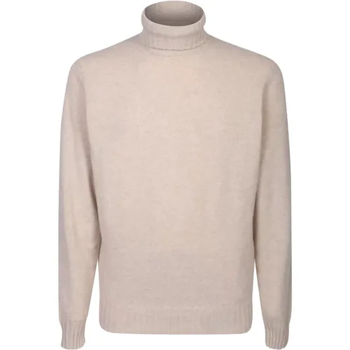 Turtlenecks, male, , Size: M Cream Knit High Neck Sweater - Dell'oglio - Modalova