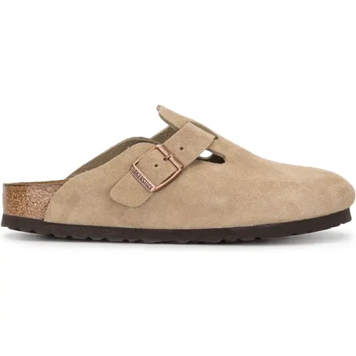 Mules, male, , Size: 10 US Suede Mule with Adjustable Strap - Birkenstock - Modalova