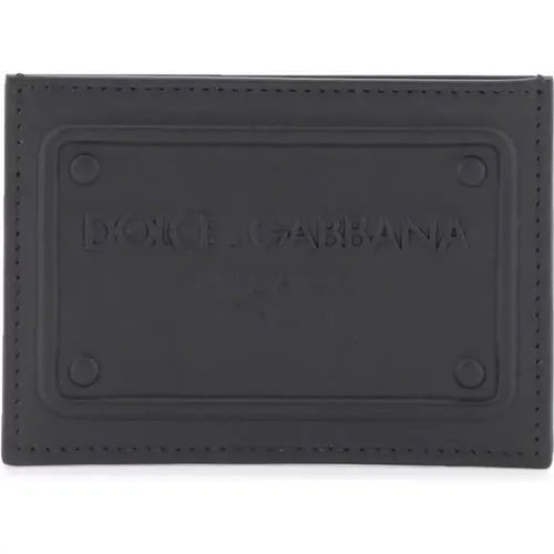 Geprägte Logo Lederkartenhalter , Herren, Größe: ONE Size - Dolce & Gabbana - Modalova