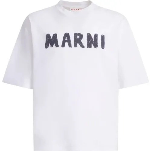 T-Shirts, male, , Size: XL Logo Print Crew Neck T-shirt - Marni - Modalova