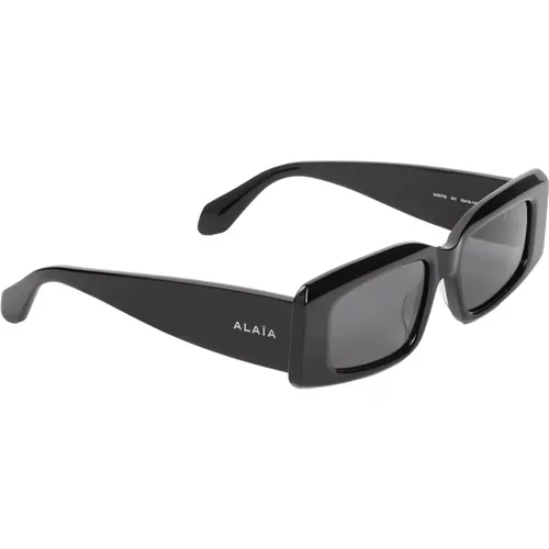 Schwarze Rechteckige Sonnenbrille , Damen, Größe: 53 MM - Alaïa - Modalova