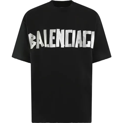 Tape Type T-Shirt , male, Sizes: L, M, XL - Balenciaga - Modalova