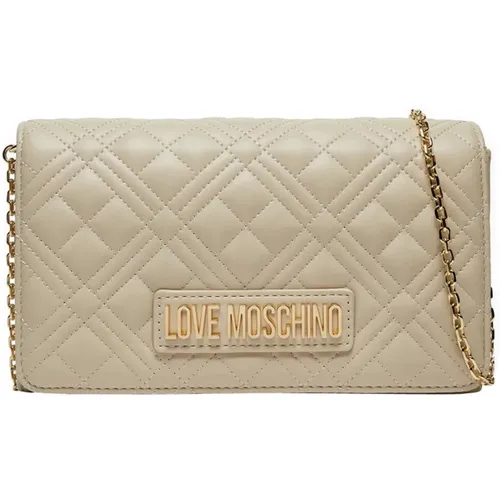 Gepolsterte Pu-Handtasche in Elfenbein , Damen, Größe: ONE Size - Love Moschino - Modalova