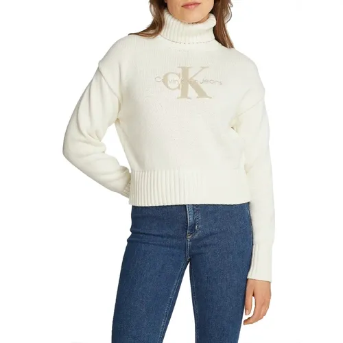 Chenille Rollkragenpullover Elfenbein - Calvin Klein - Modalova