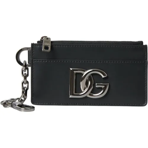 Wallets & Cardholders, male, , Size: ONE SIZE Minimalist Leather Card Holder Wallet - Dolce & Gabbana - Modalova