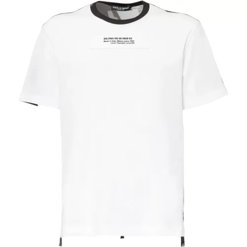 Baumwoll-T-Shirt mit Besticktem Logo , Herren, Größe: 2XL - Dolce & Gabbana - Modalova