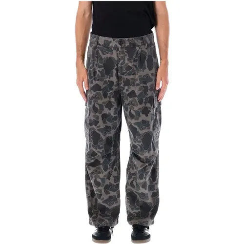 Wide Trousers, male, , Size: W34 Camo Duck Grey Cargo Trousers - Carhartt WIP - Modalova