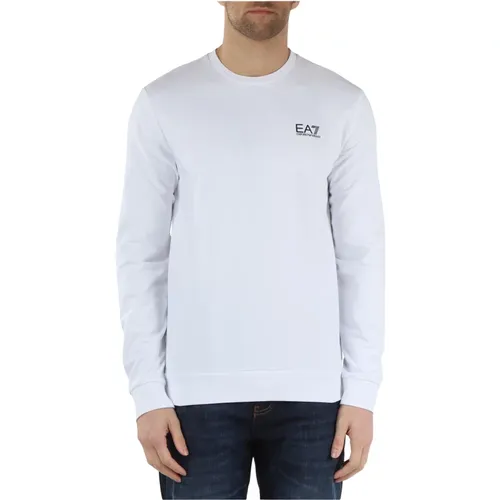 Cotton Sweatshirt with Embossed Logo Print , male, Sizes: 2XL, S, XL, L, M - Emporio Armani EA7 - Modalova