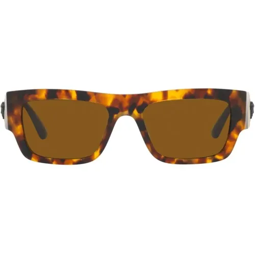 Havana Sunglasses with Dark Bronze,/Grey Sunglasses,White/Grey Sunglasses - Versace - Modalova