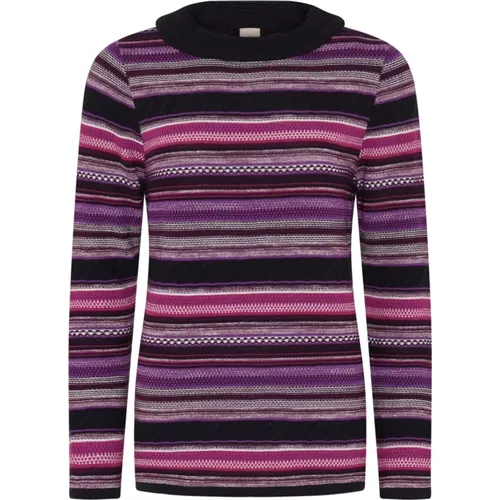 Striped Jacquard Pullover Blouse Dark Lilac , female, Sizes: L, M, XL, S - Skovhuus - Modalova