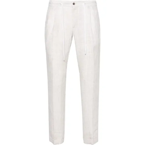 Linen Pleated Pants , male, Sizes: L, M, XL - Barba - Modalova
